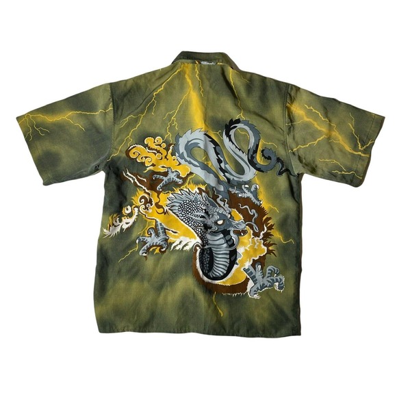 City Impact Mens Vintage Button Up Dragon Lightning Shirt‎ Size Medium - Picture 2 of 6